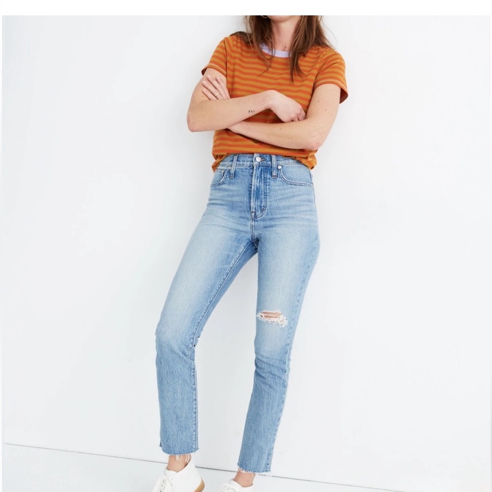 Madewell Women’s, “The Perfect Vintage” Distressed Raw Hem Ankle Jeans, 31